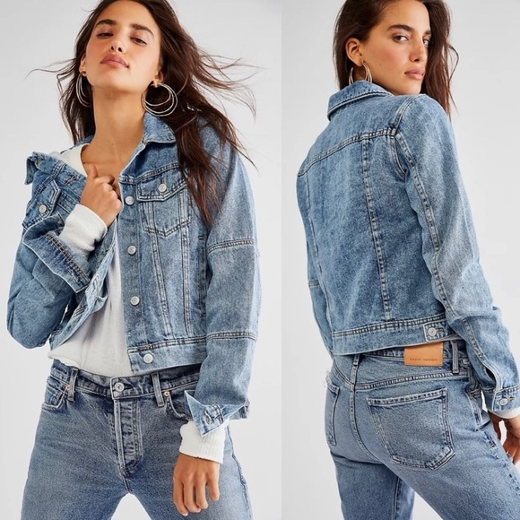 Free People Women’s Rumors Denim Jacket Size Medium - Picture 1 of 7